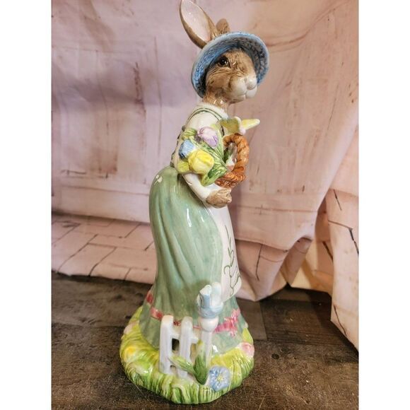 Ceramic gardening Bunny AS IS Easter flower bird - Picture 4 of 13